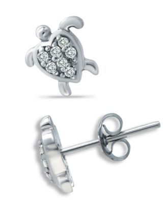 Giani Bernini - Cubic Zirconia Sea Turtle Stud Earrings in Sterling Silver