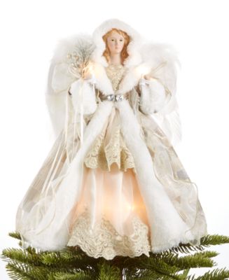 Holiday Lane 10 Light Angel Tree Topper with Champagne Dress and