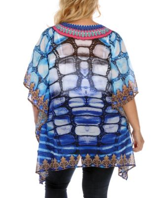 Plus Size Criss-Cross Neckline Animal Print Caftan Top