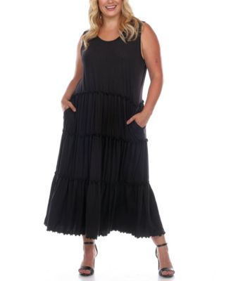 black tiered midi dress