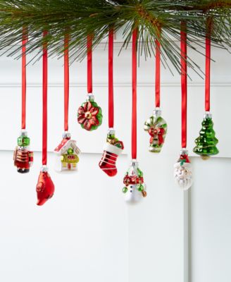 Holiday Lane - Christmas Cheer Set of 9 Glass Figural Ornaments