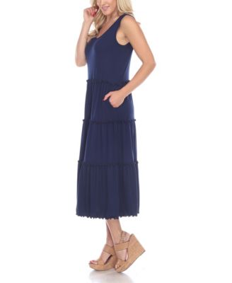 Women's Scoop Neck Tiered Midi Dress