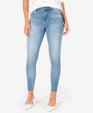 image of Kut from the Kloth Connie High-Rise Raw-Hem Ripped Skinny Ankle Jeans