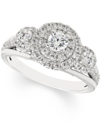 Macy's - Diamond Trio Halo Engagement Ring (1 ct. t.w.) in 14k White Gold
