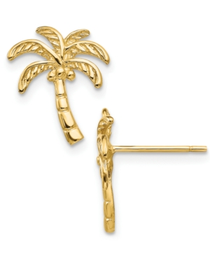 image of Palm Tree Stud Earrings in 14k Gold