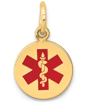 image of Medical Info Disc Charm Pendant in 14k Gold