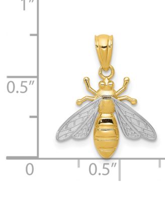 Two-Tone Bee Charm Pendant in 14k Gold