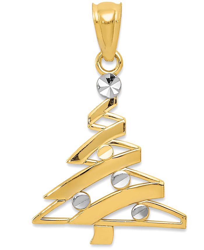 Macy's - Two-Tone Modern Christmas Tree Charm Pendant in 14k Gold