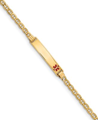 Macy's Medical Info ID Plate Bracelet in 14k Gold - Macy's