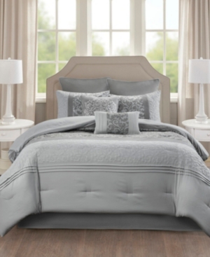 Shop Jla Home Ramsey Embroidered 8-pc. Comforter Set, King In Grey