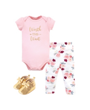 Little Treasure Baby Girls Bodysuit Pant and Shoe Set