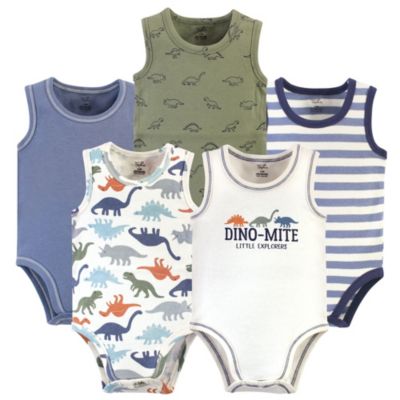 Baby Boys Five-Piece Natural Cotton Sleeveless Onesies