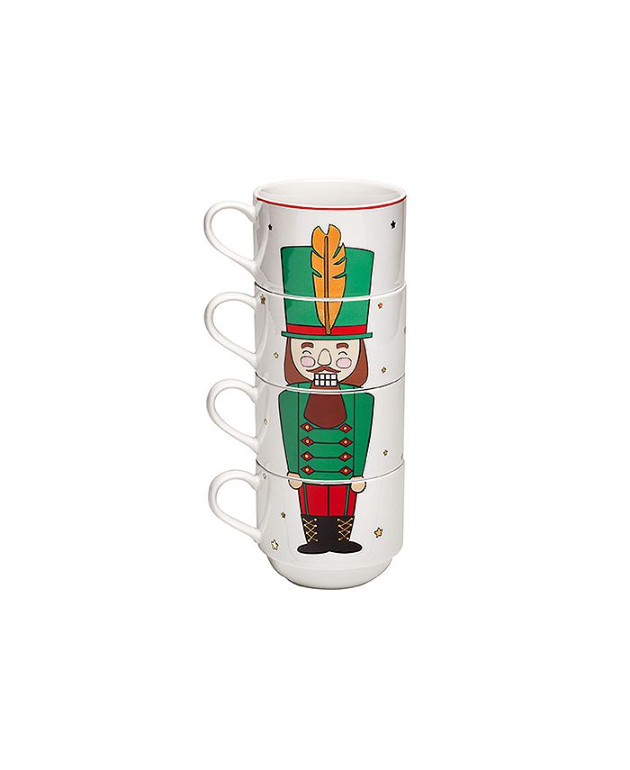 The Cellar Holiday Cheer Nutcracker Stackable Mugs, Set of 4, Created