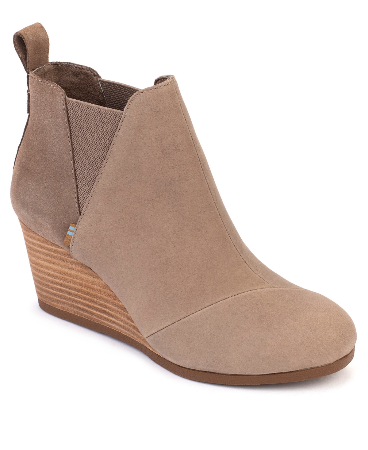 Shop Toms Women's Kelsey Wedge Booties In Taupe Grey Leather Suede