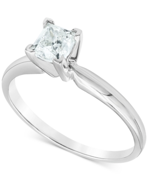 image of Diamond (3/4 ct. t.w.) Princess Solitaire Engagement Ring in 14k White Gold
