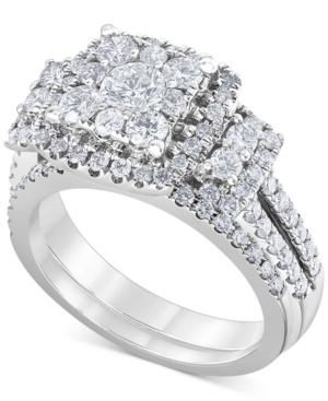 image of Diamond (1-1/2 ct. t.w.) Square Halo Bridal Set in 14K White Gold