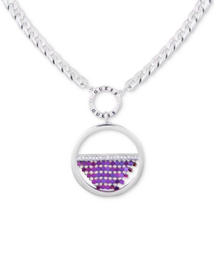 image of Guess Silver-Tone Mesh Pendant Necklace, 18