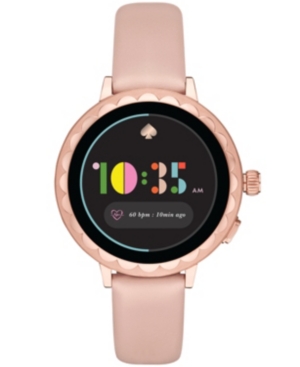 image of kate spade new york Women-s Scallop Blush Leather Touchscreen Smart Watch 41mm, Powered by Wear Os by Google