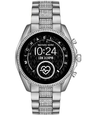 Michael Kors - Women's Bradshaw 2 Pav&eacute; Stainless Steel Bracelet Touchscreen Smart Watch 44mm