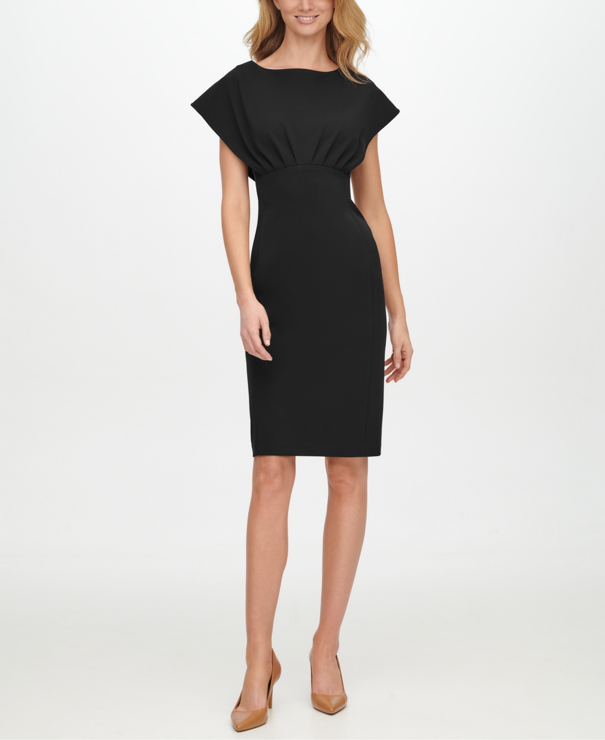 Calvin Klein Women's Boat-neck Scuba Crepe Sheath Dress In Black
