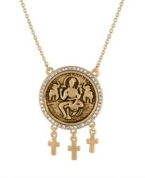 image of Rachel Rachel Roy Gold-Tone Pave Coin Pendant Necklace, 18