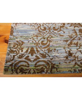CLOSEOUT! Rhapsody RH009 Blue and Moss 5'6" x 8' Area Rug
