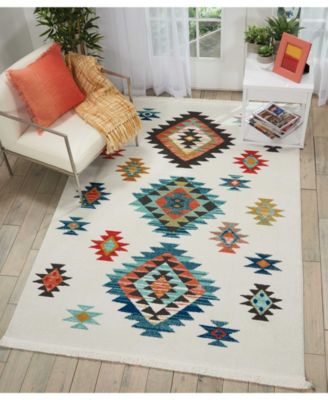 Navajo NAV07 White 6'7" x 9'7" Area Rug