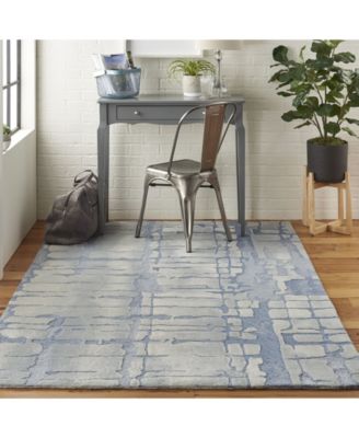 Symmetry SMM04 Blue and Gray 5'3" x 7'9" Area Rug