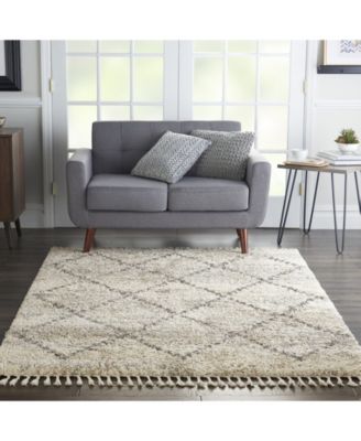 Oslo Shag OSL01 Ivory and Gray 4' x 6' Area Rug