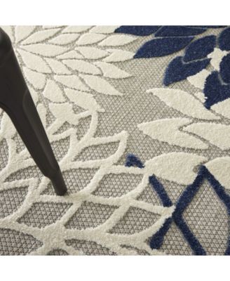 Aloha ALH05 Ivory and Navy 6' x 9' Outdoor Area Rug
