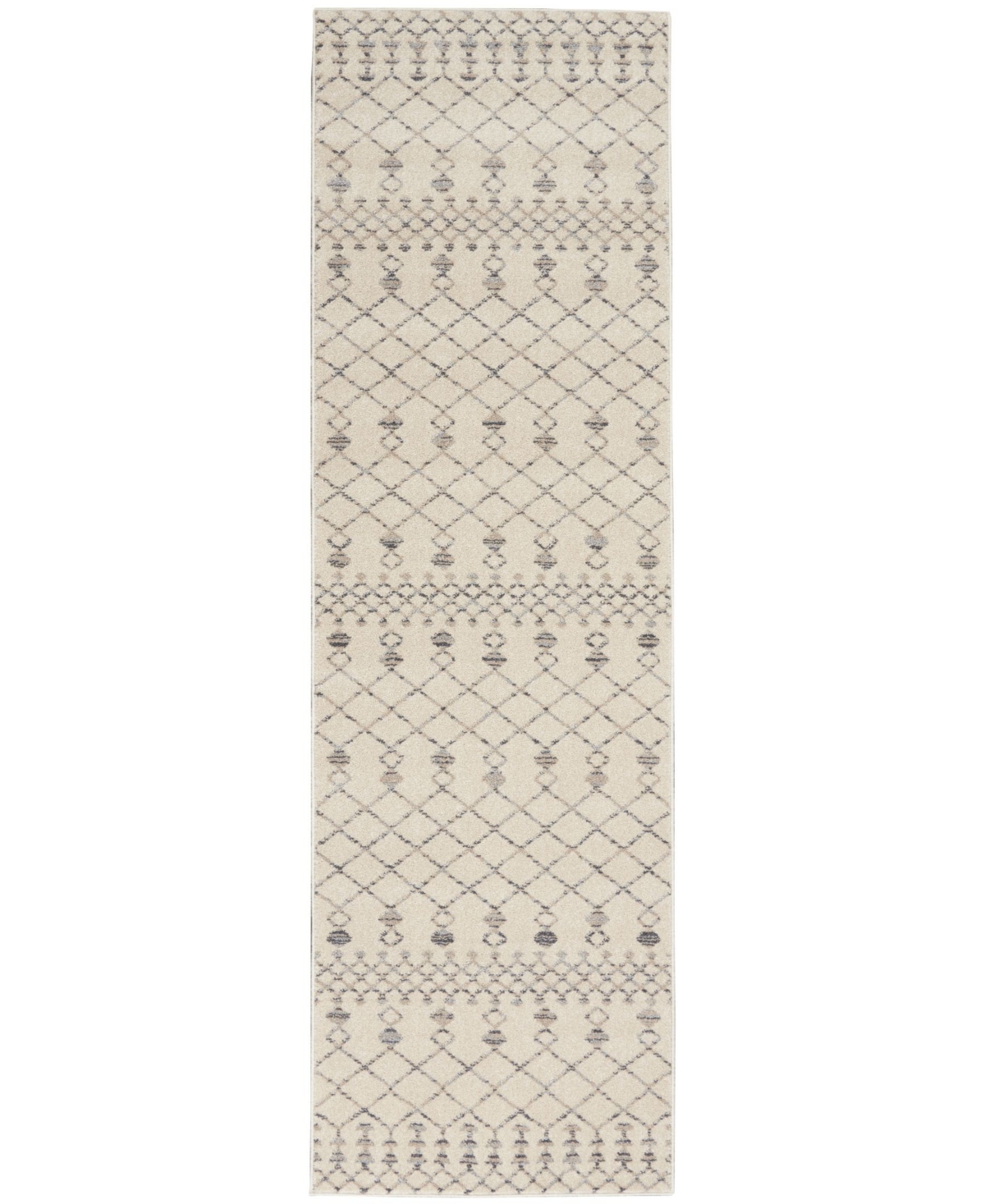 Nourison Home Palermo Pmr03 Beige And Gray 2'2" X 7'6" Runner Rug In Beige,gray