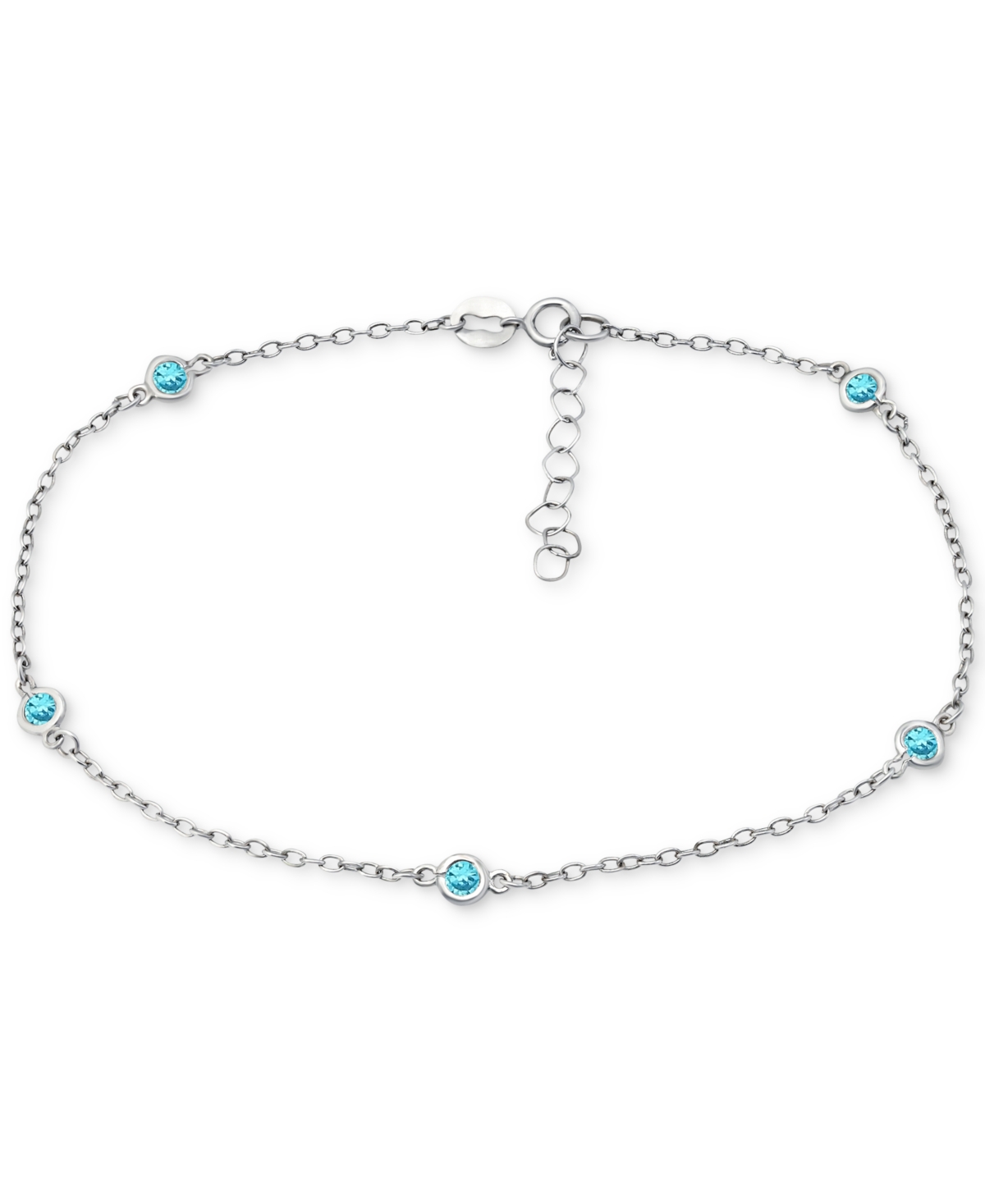 Multi-Stone Ankle Bracelet (Also in Cubic Zirconia), Created for Macy's - STERLING SILVER