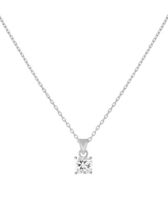 Cubic Zirconia Solitaire Pendant Necklace, 16" + 2" extender in Gold Plate