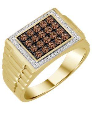 image of Men-s Brown and White Diamond (5/8 ct. t.w.) Ring in 10K Yellow Gold