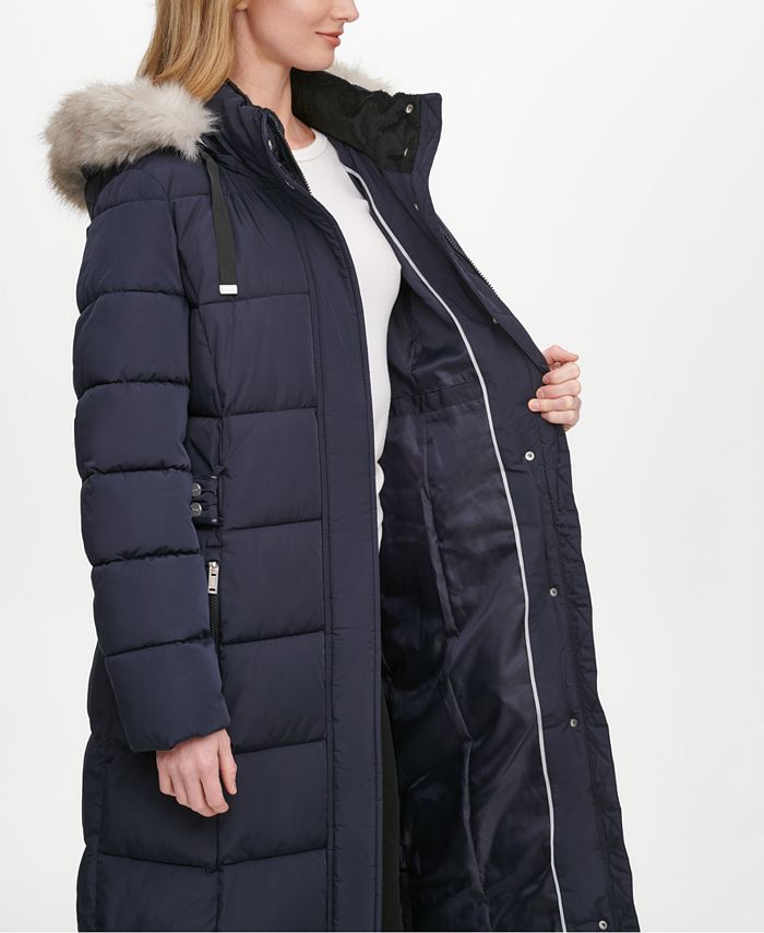 DKNY FauxFur Trim Hooded Maxi Puffer Coat & Reviews Coats Women