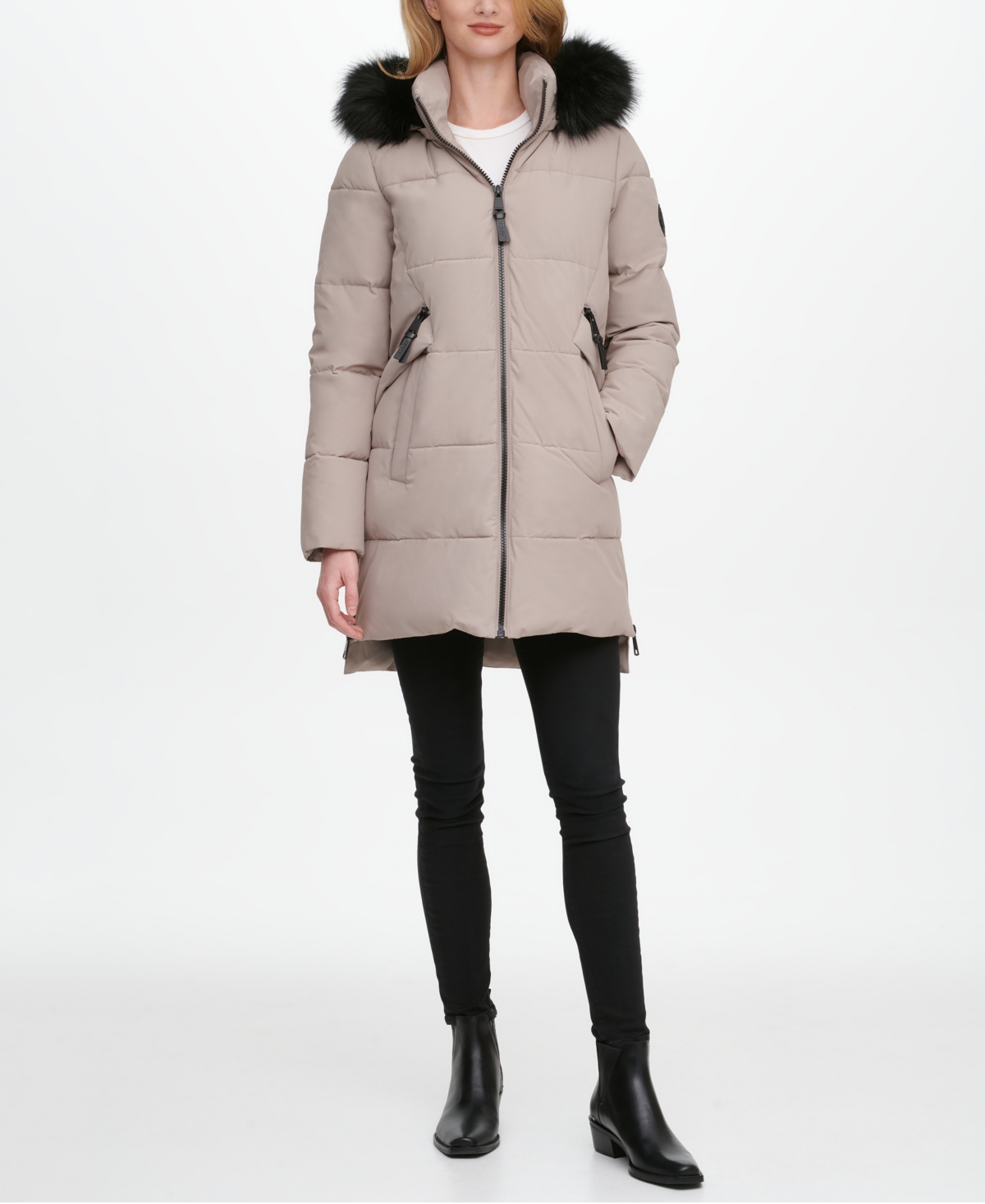 Dkny Fauxfurtrim Hooded Puffer Coat In Thistle ModeSens