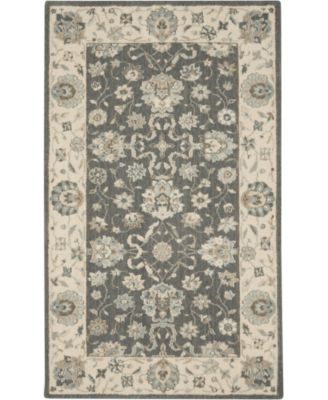 Living Treasures LI16 Gray and Ivory 2'6" x 4'3" Area Rug