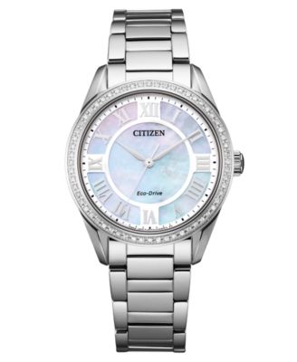 Citizen Eco Drive Women s Arezzo Diamond Stainless Steel Bracelet Watch 32mm Macy s