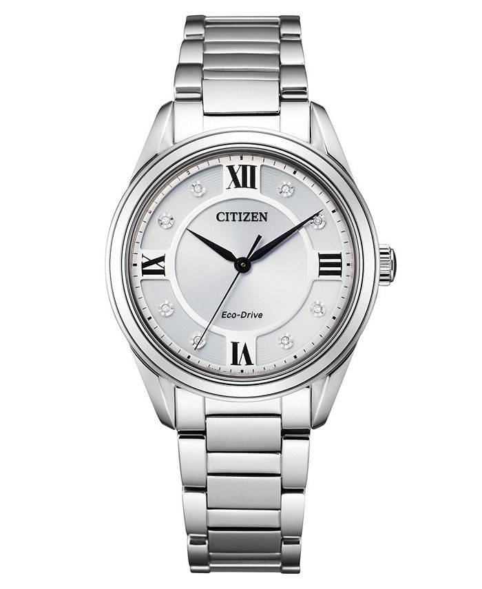 Citizen Eco-Drive Women's Arezzo Diamond-Accent Stainless Steel Bracelet  Watch 32mm & Reviews - All Watches - Jewelry & Watches - Macy's