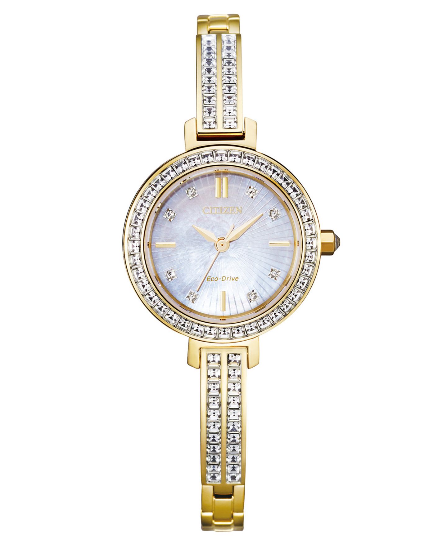 Женские часы Citizen Eco-Drive Gold-Tone Stainless Steel & Crystal Bangle Bracelet Watch 25mm — фото 1