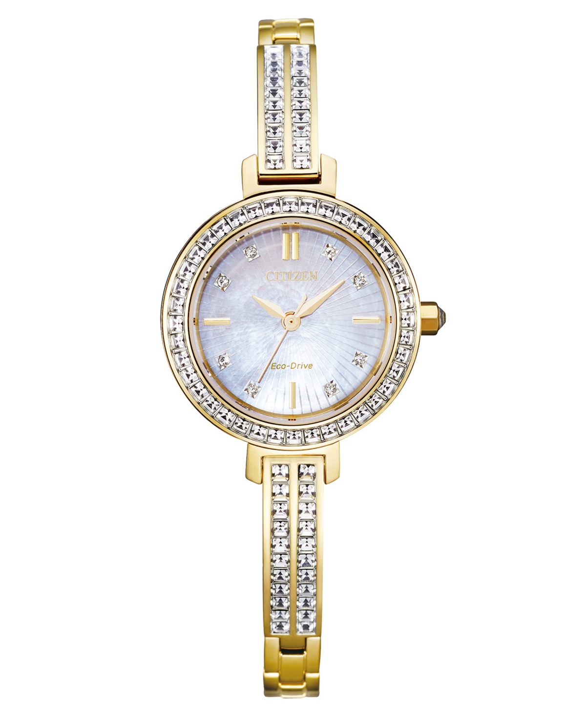 Eco-Drive Women's Gold-Tone Stainless Steel & Crystal Bangle Bracelet Watch 25mm - Gold-tone