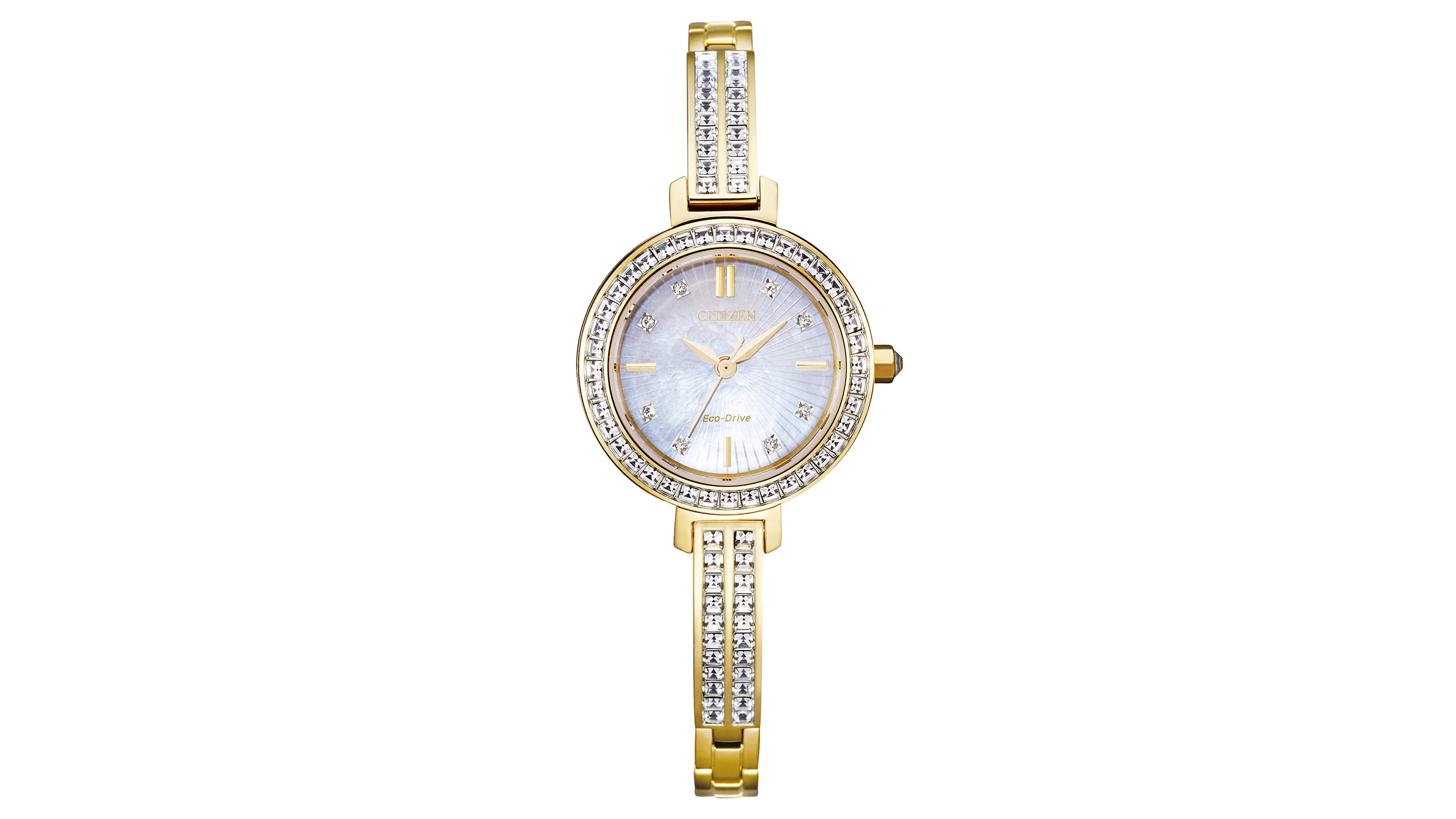 Citizen Eco-Drive Women's Gold-Tone Stainless Steel & Crystal Bangle Bracelet Watch 25mm