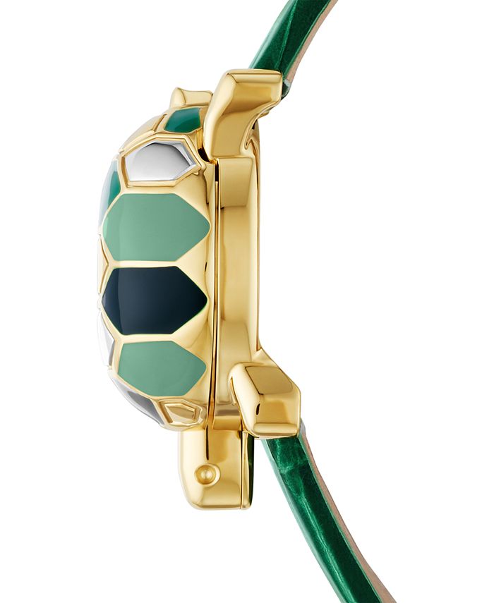 Tory Burch Women s Turtle Case Green Leather Strap Watch 22x24mm