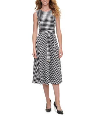 Calvin Klein Houndstooth A-Line Dress - Macy's