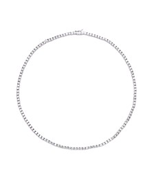 Cubic Zirconia Tennis Necklace In Silver Plate or Gold Plate