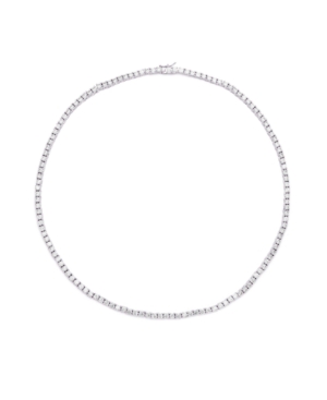 image of Cubic Zirconia Tennis Necklace In Fine Silver Plate