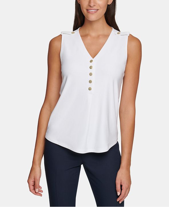 Tommy Hilfiger Women's Sleeveless V Neck Jumpsuit White Size 2