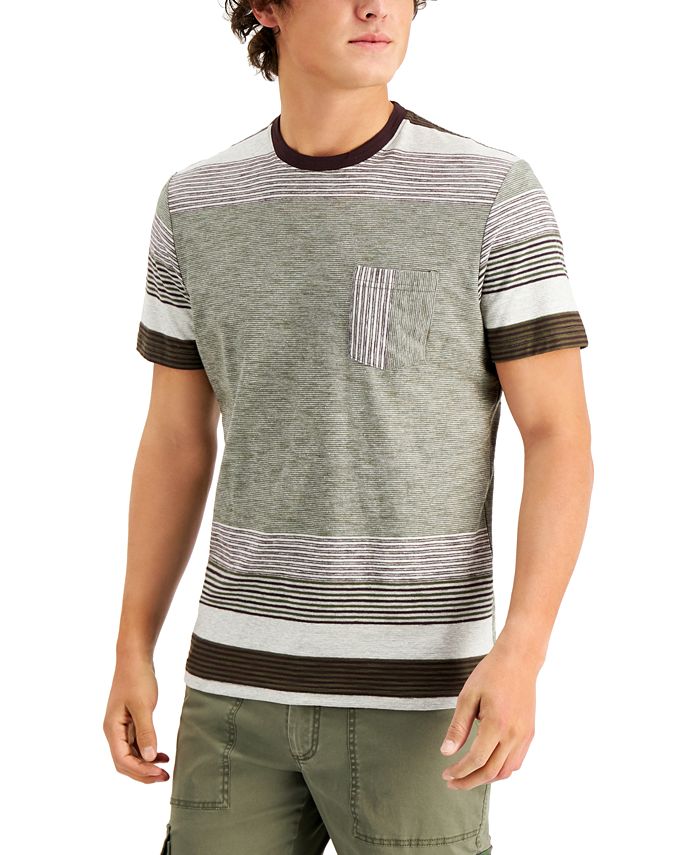 Sun + Stone Men's Striped Blocked Yarn Dyed TShirt, Created for Macy's