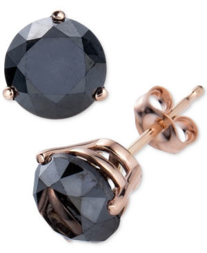 image of Black Diamond Stud Earrings (3 ct. t.w.) in 14k Rose Gold