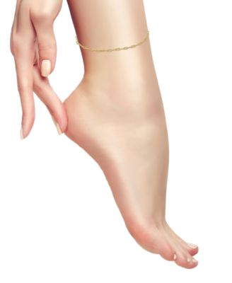 Paperclip Link Ankle Bracelet in Sterling Silver and 18k Over Silver, Created for Macy's